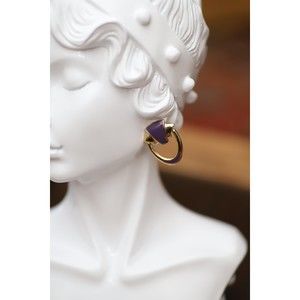 Vintage 1980s Gold and Purple Earrings